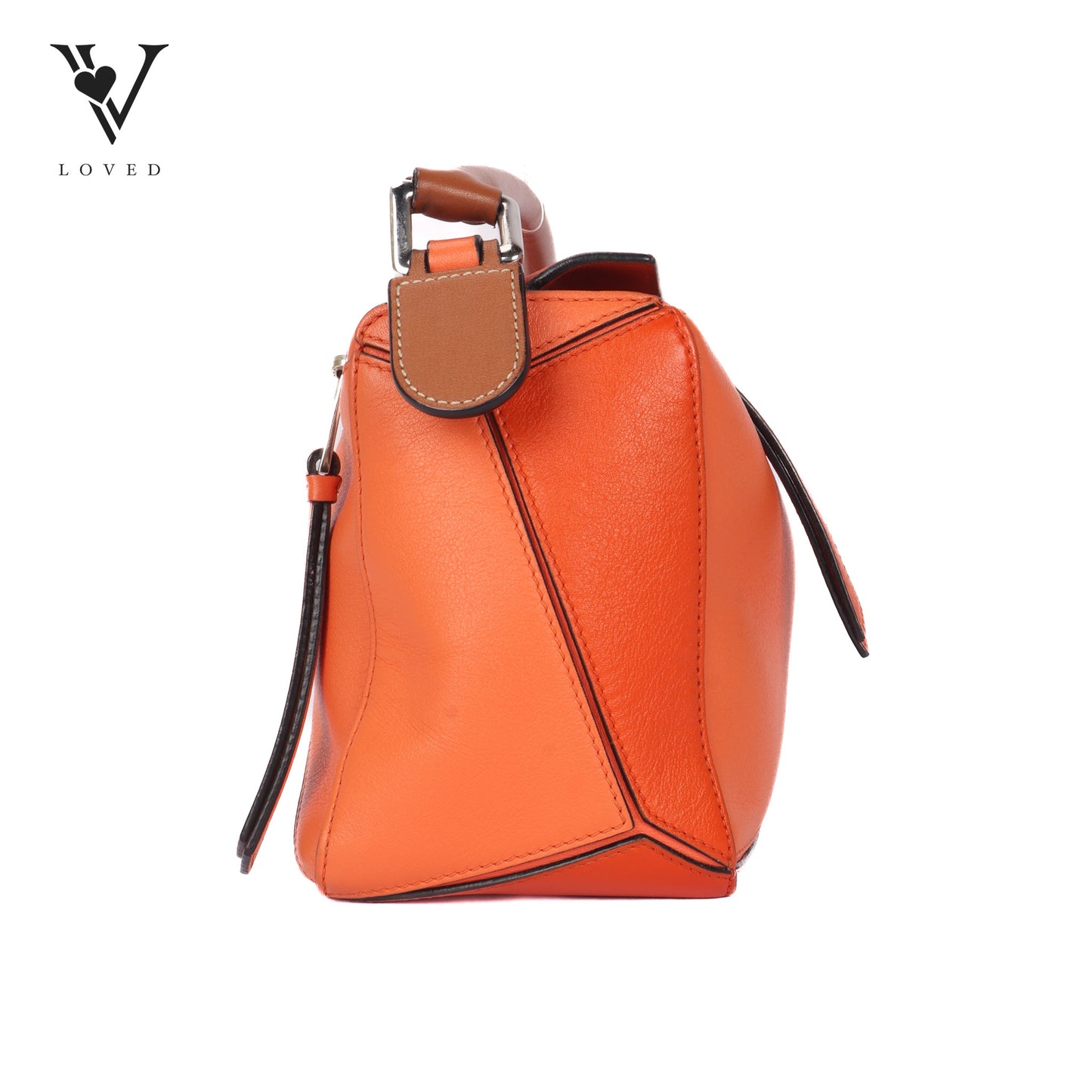 Puzzle Bag in Orange Calfskin Leather