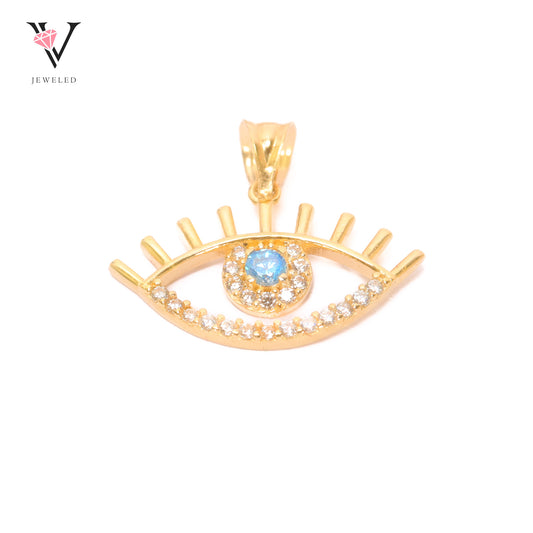 Sparkling Evil Eye Gold Necklace Pendant