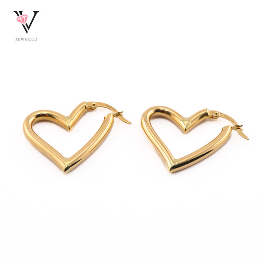 Golden Heart Hoop Earrings