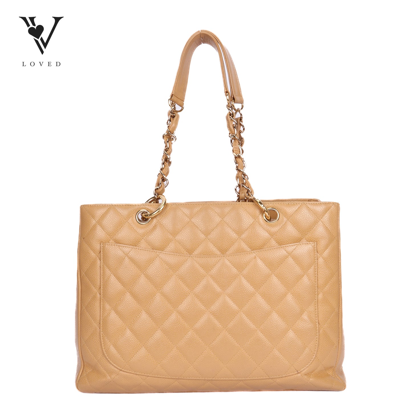 Grand Shopping Tote (GST) In Beige Caviar Leather