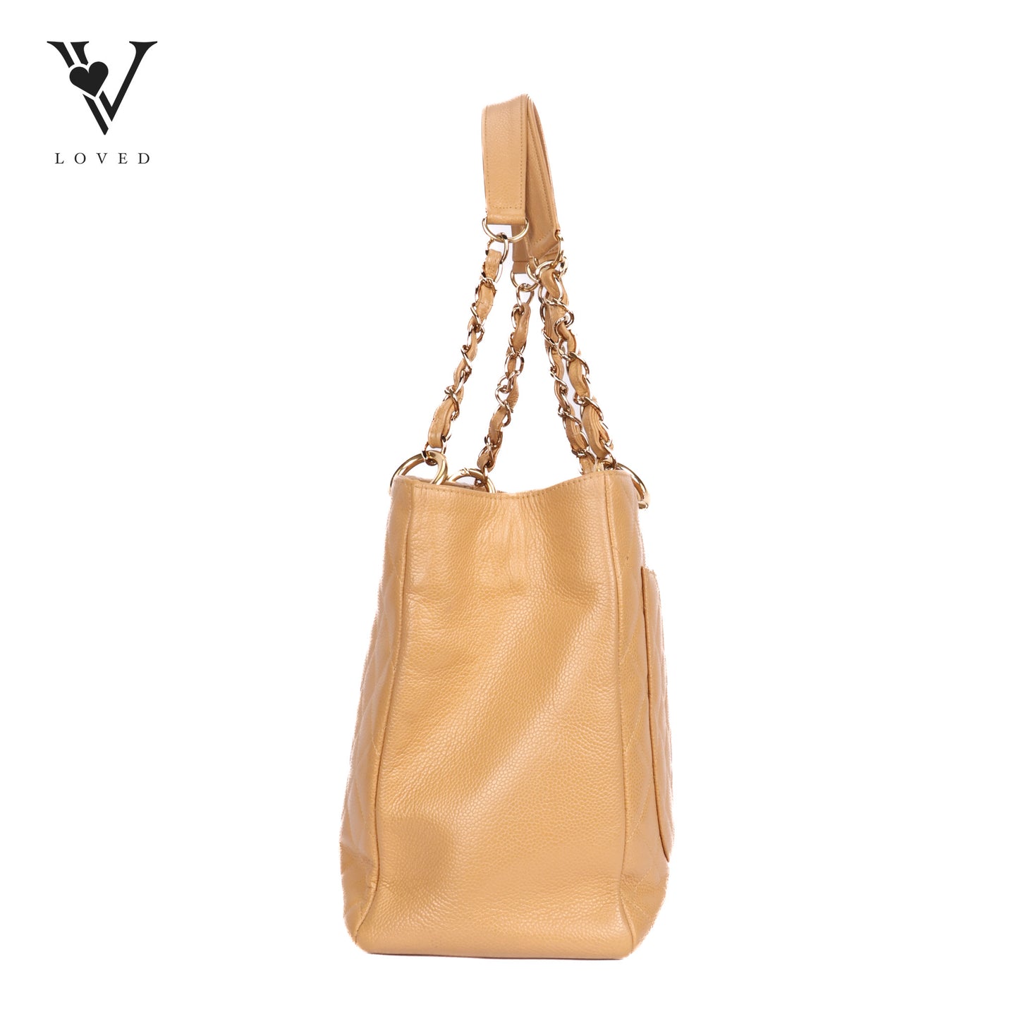 Grand Shopping Tote (GST) In Beige Caviar Leather