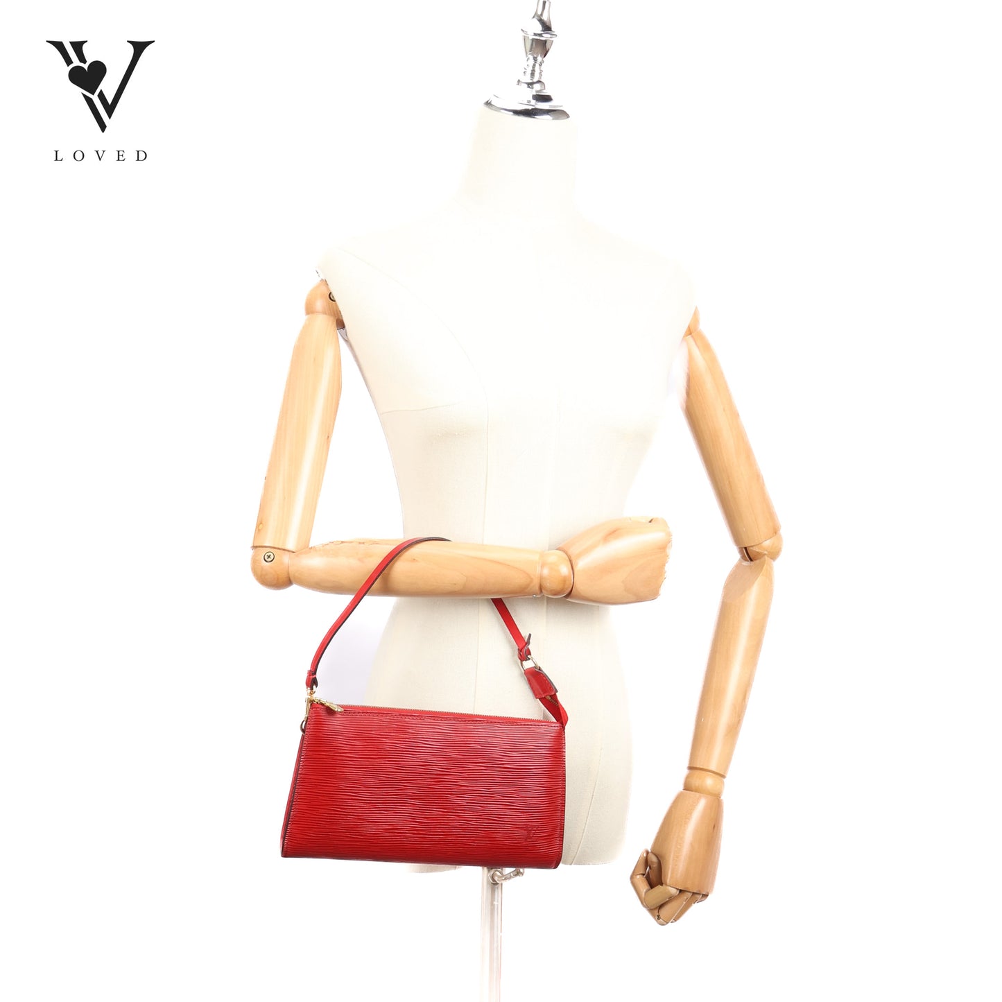 Pochette Accessoires In Red Epi Leather Handbag