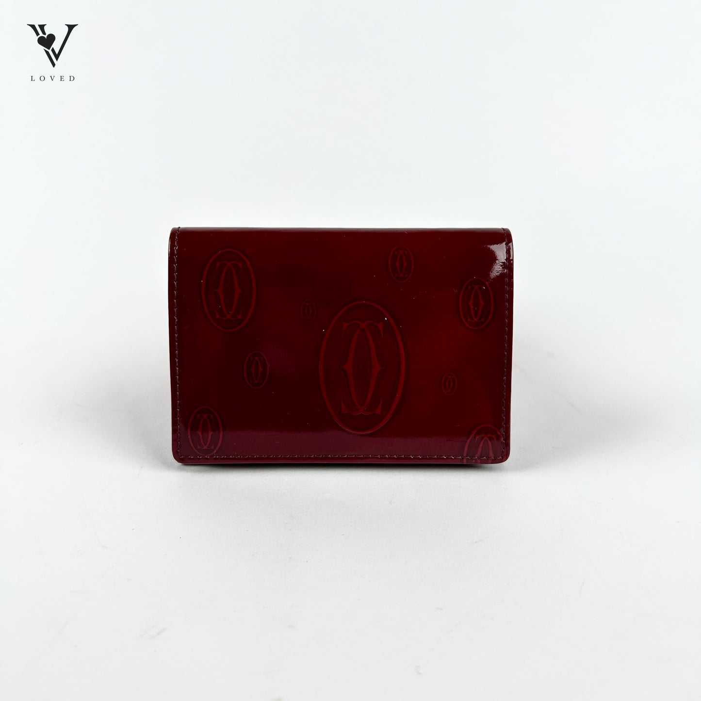 Happy Birthday Bifold Compact Wallet in Red Glossy Leather