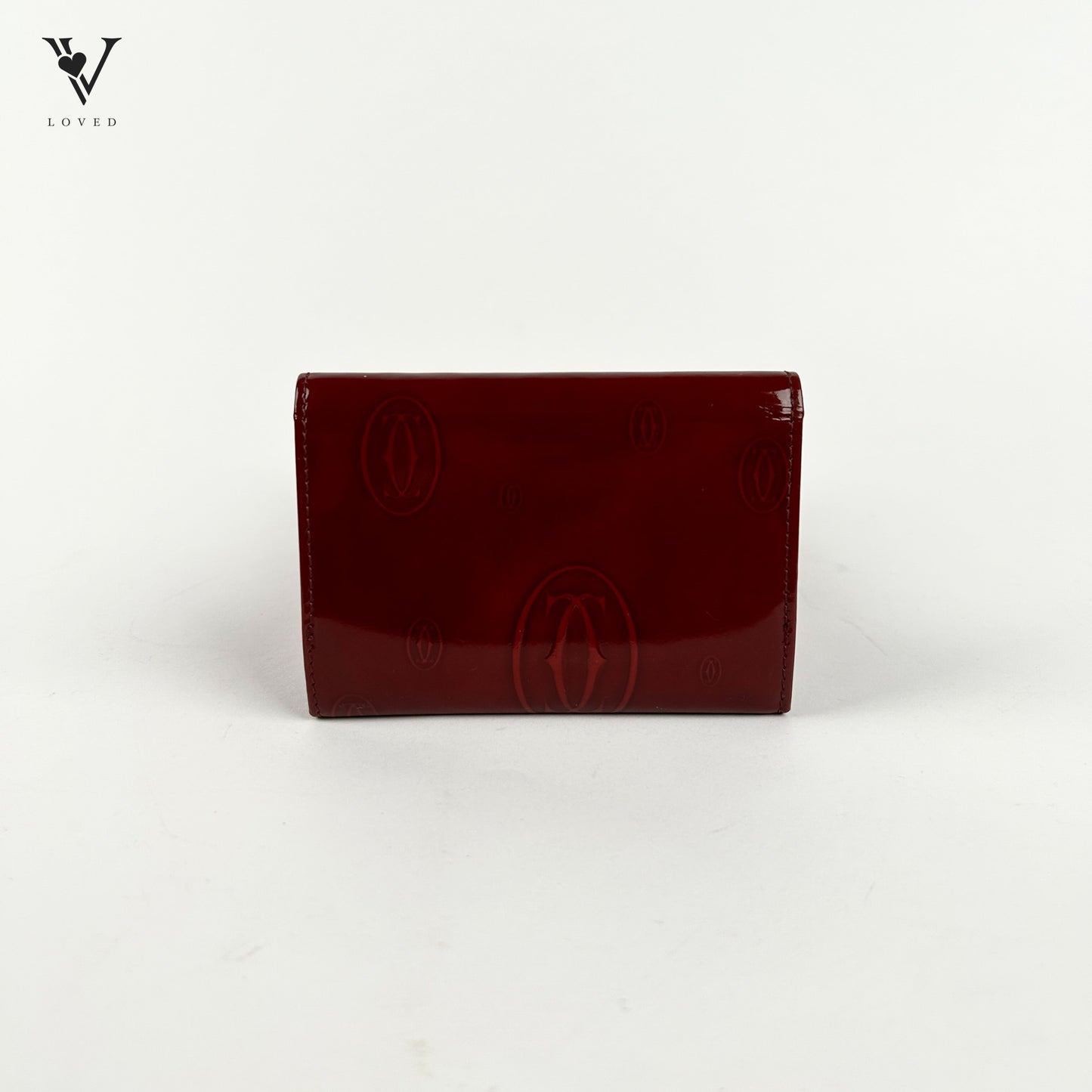 Happy Birthday Bifold Compact Wallet in Red Glossy Leather