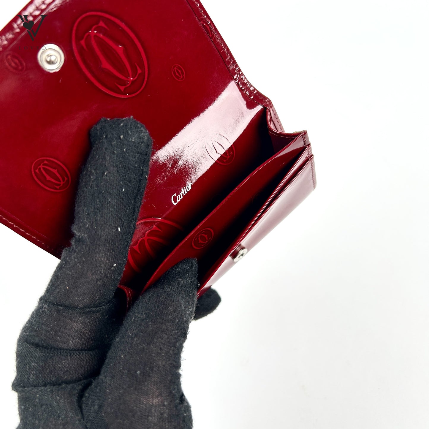 Happy Birthday Bifold Compact Wallet in Red Glossy Leather