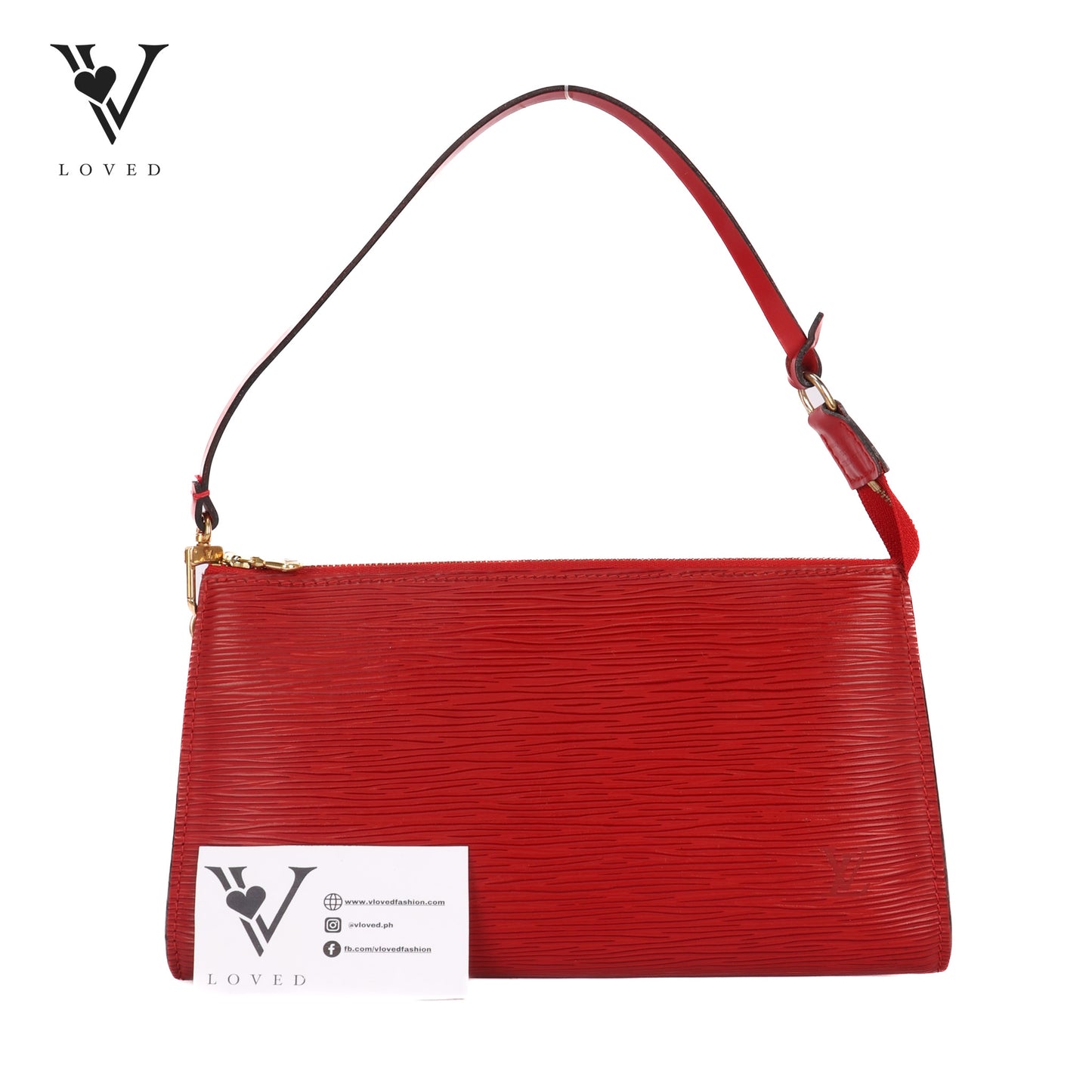 Pochette Accessoires In Red Epi Leather Handbag