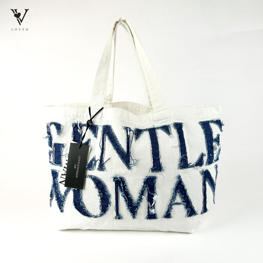 Denim Tote Bag in White