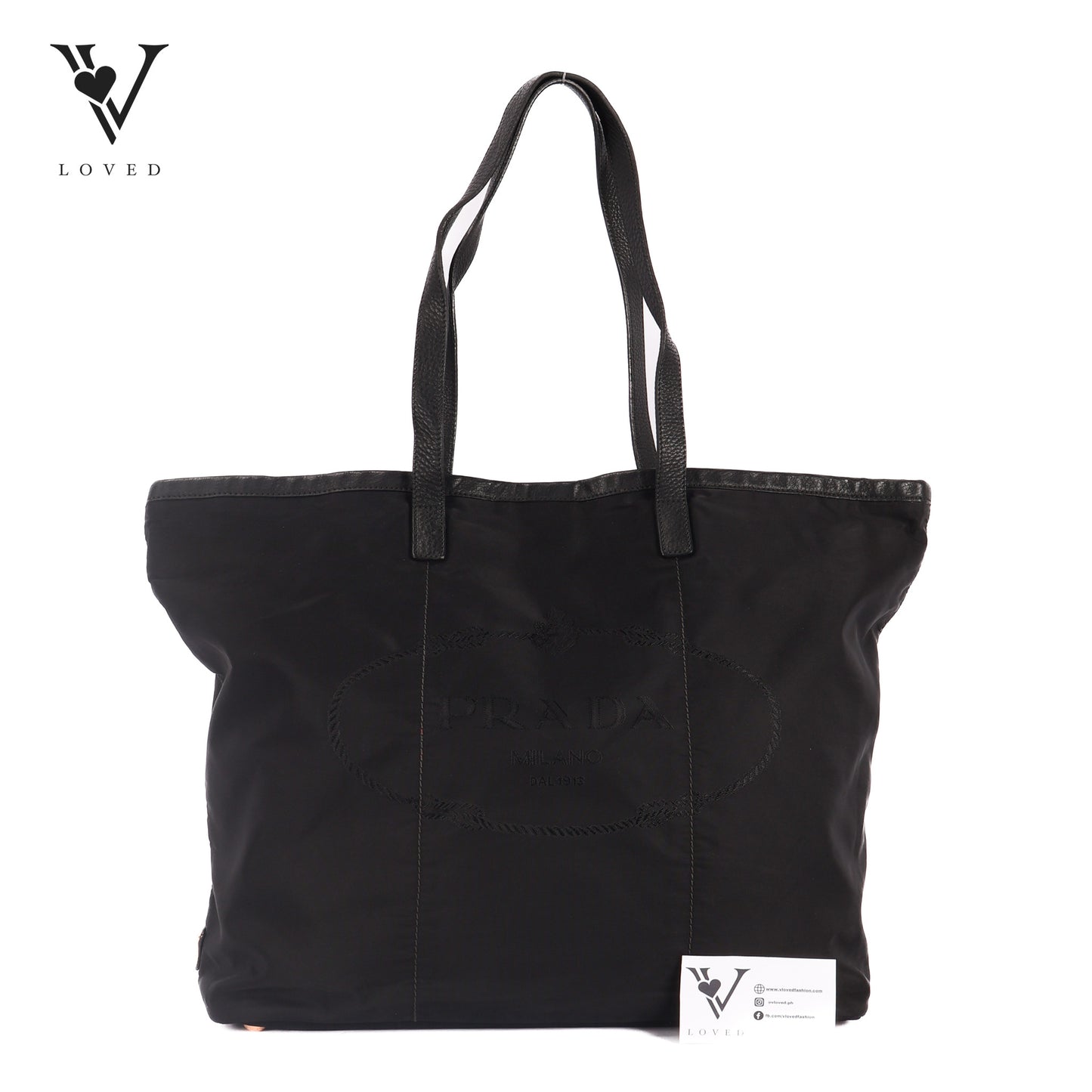 Embroidered Tote Bag In Black Nylon