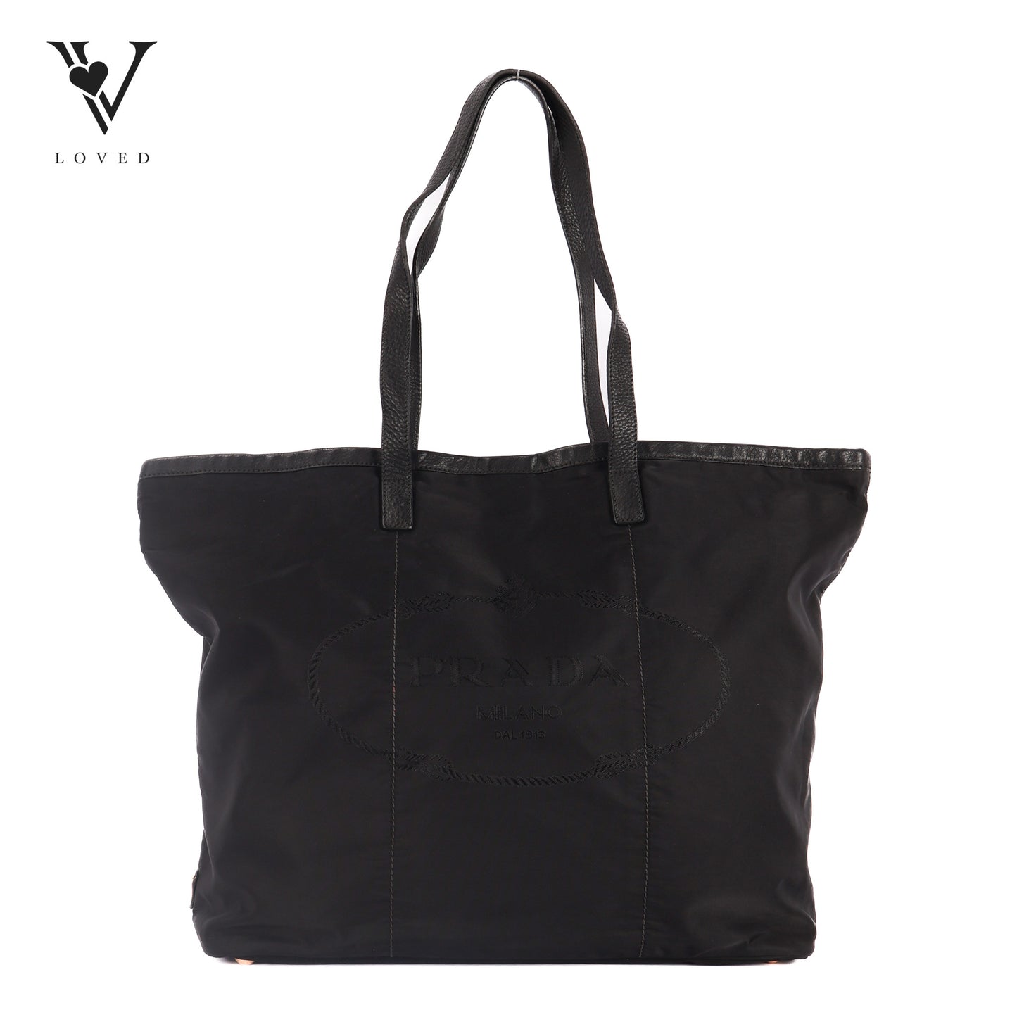 Embroidered Tote Bag In Black Nylon