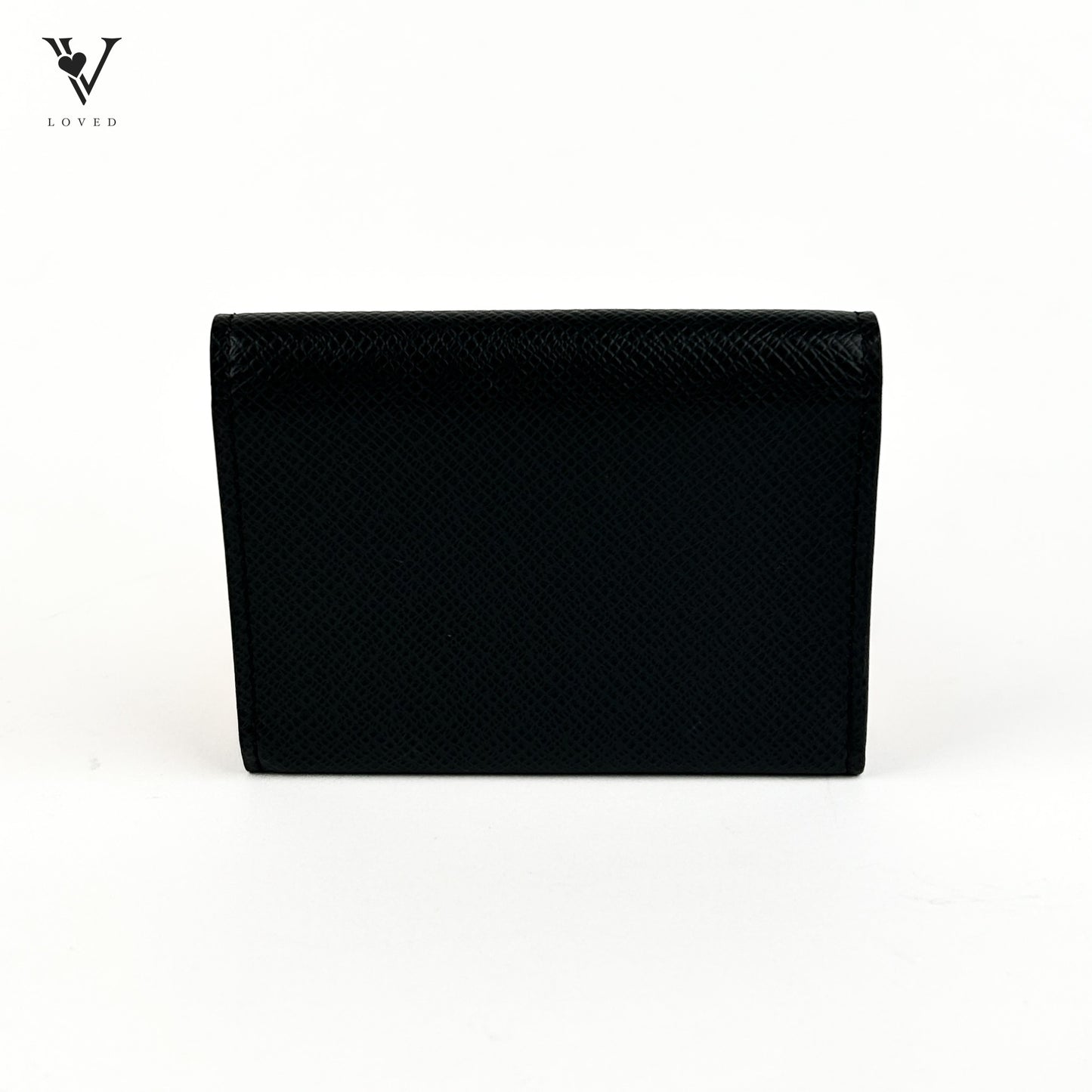 Business Card Holder in Black Taiga Leather