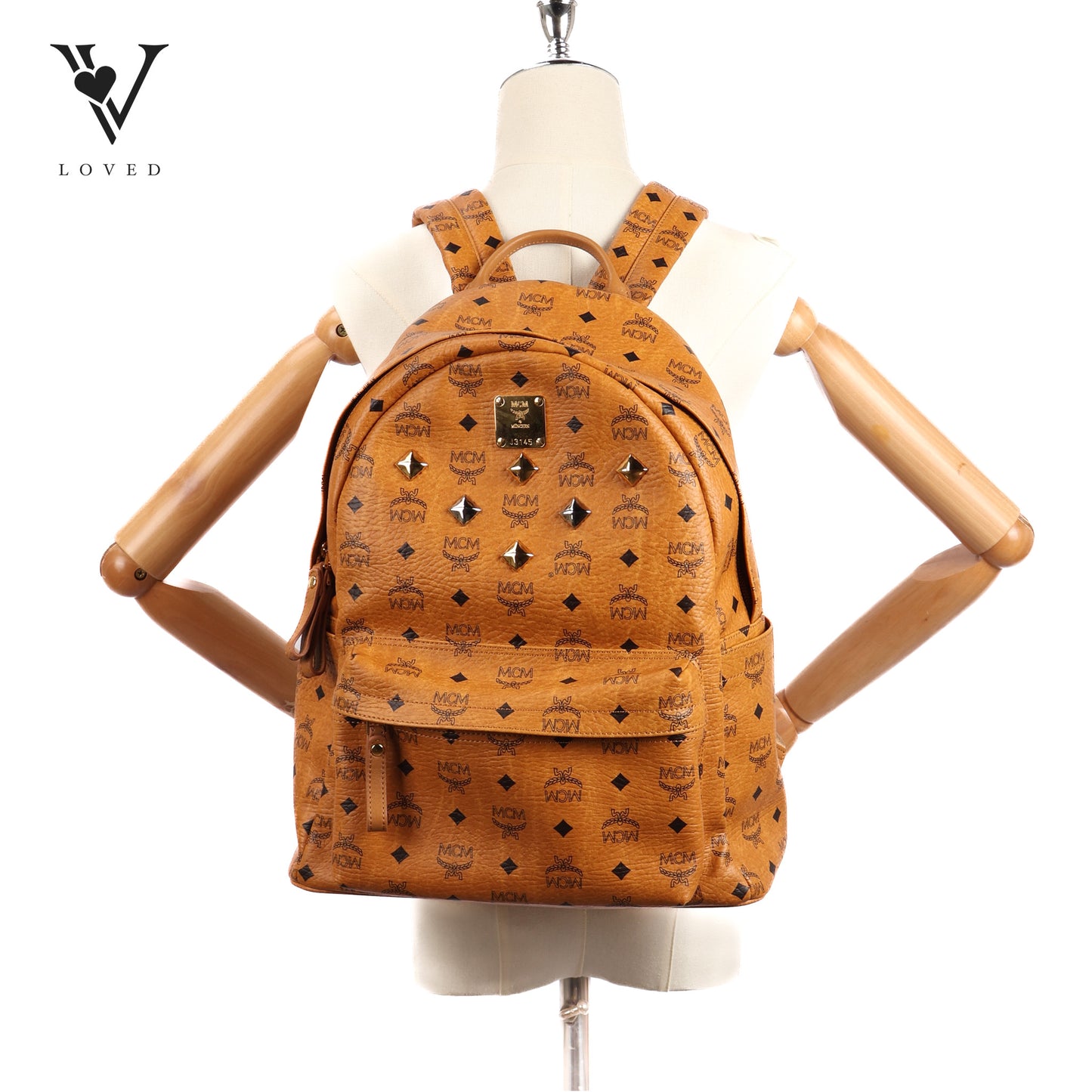 Stark Monogram Logo Backpack In Visetos Cognac