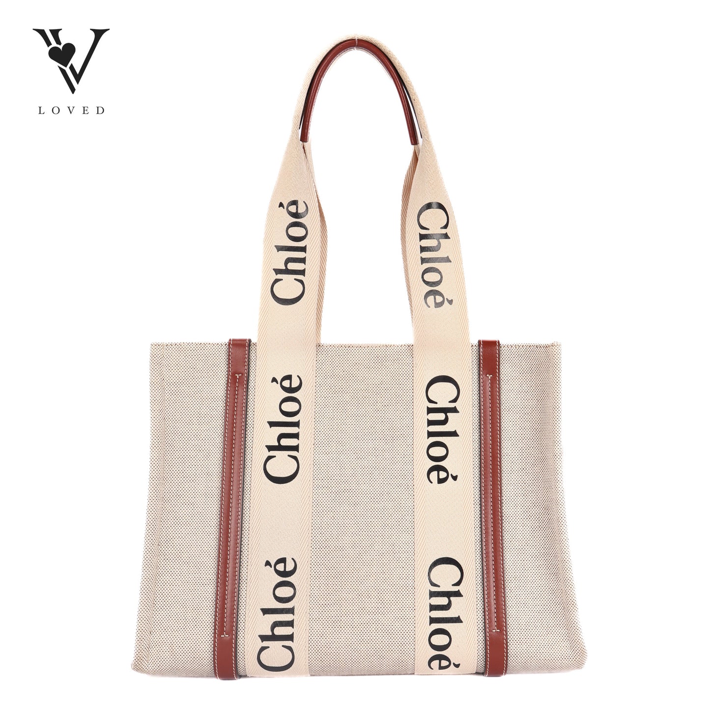 Woody Tote Bag In Brown Canvas and Leather