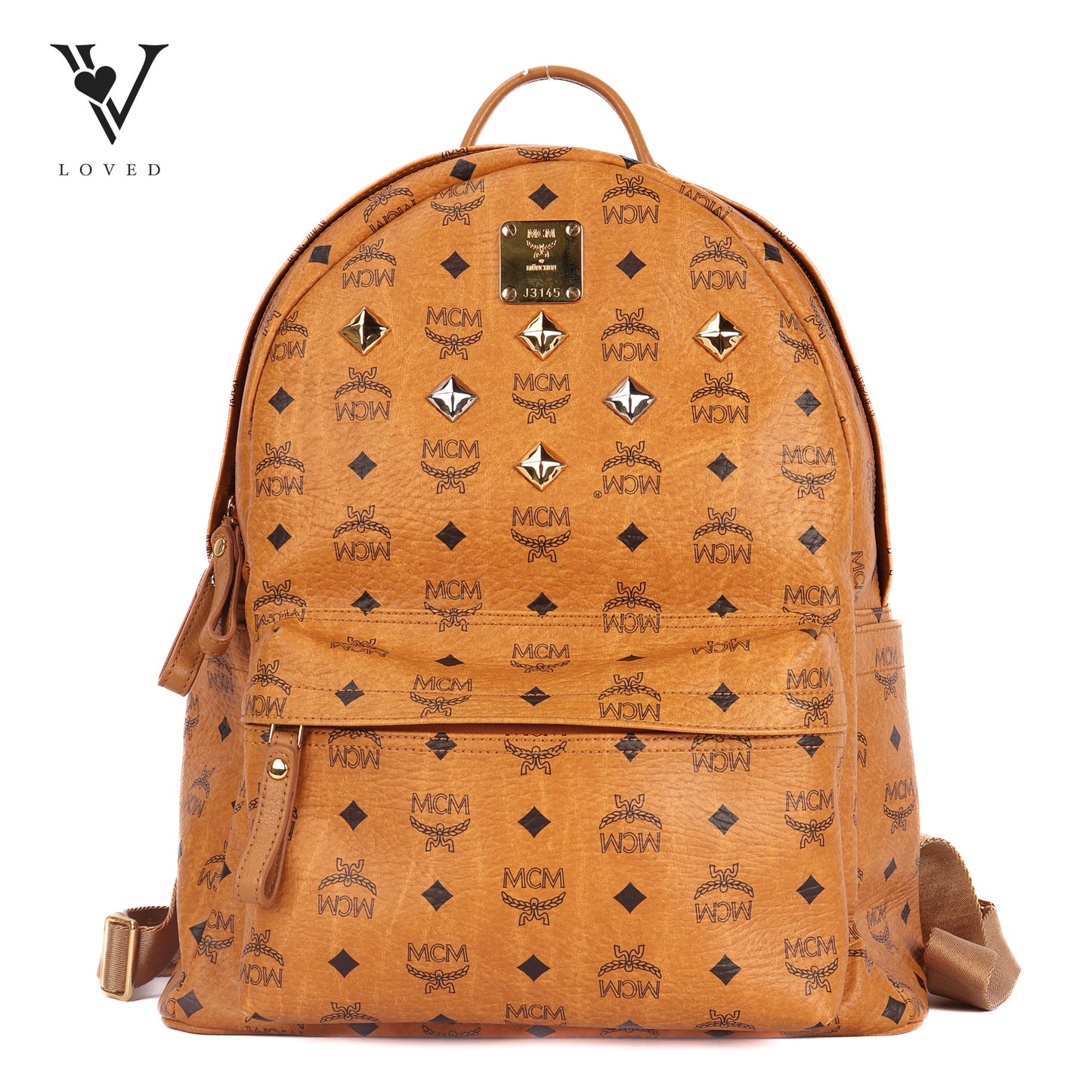 Stark Monogram Logo Backpack In Visetos Cognac