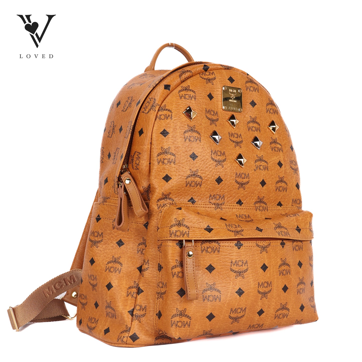 Stark Monogram Logo Backpack In Visetos Cognac