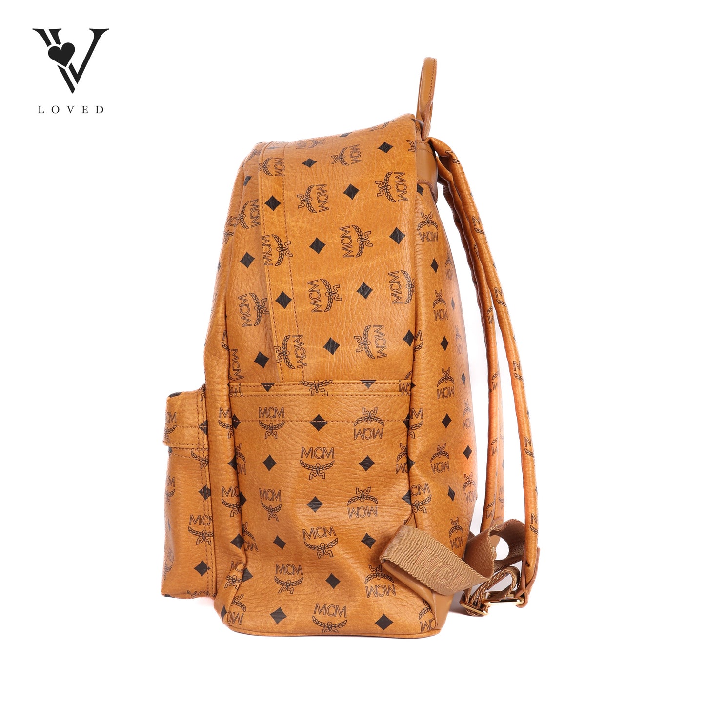 Stark Monogram Logo Backpack In Visetos Cognac