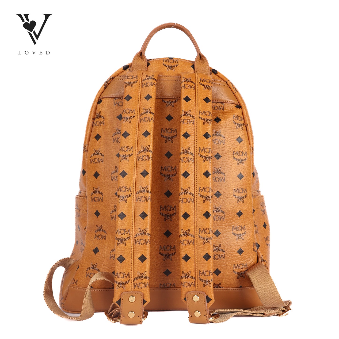 Stark Monogram Logo Backpack In Visetos Cognac