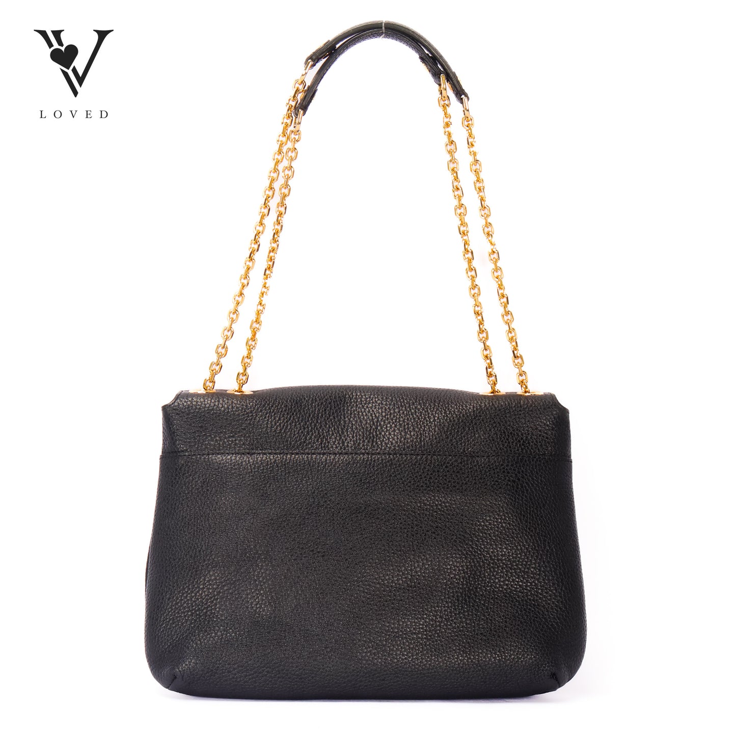 Studded Black Leather Chain Shoulder Bag