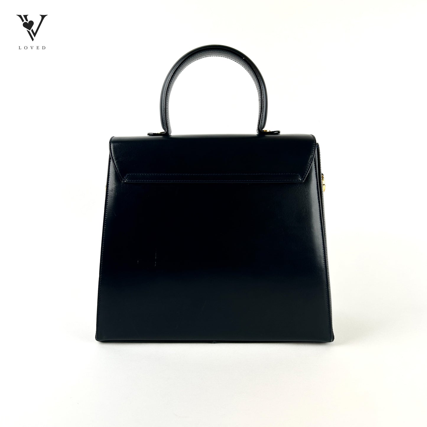 Gancini Two-Way Vintage Handbag in Black Smooth Leather