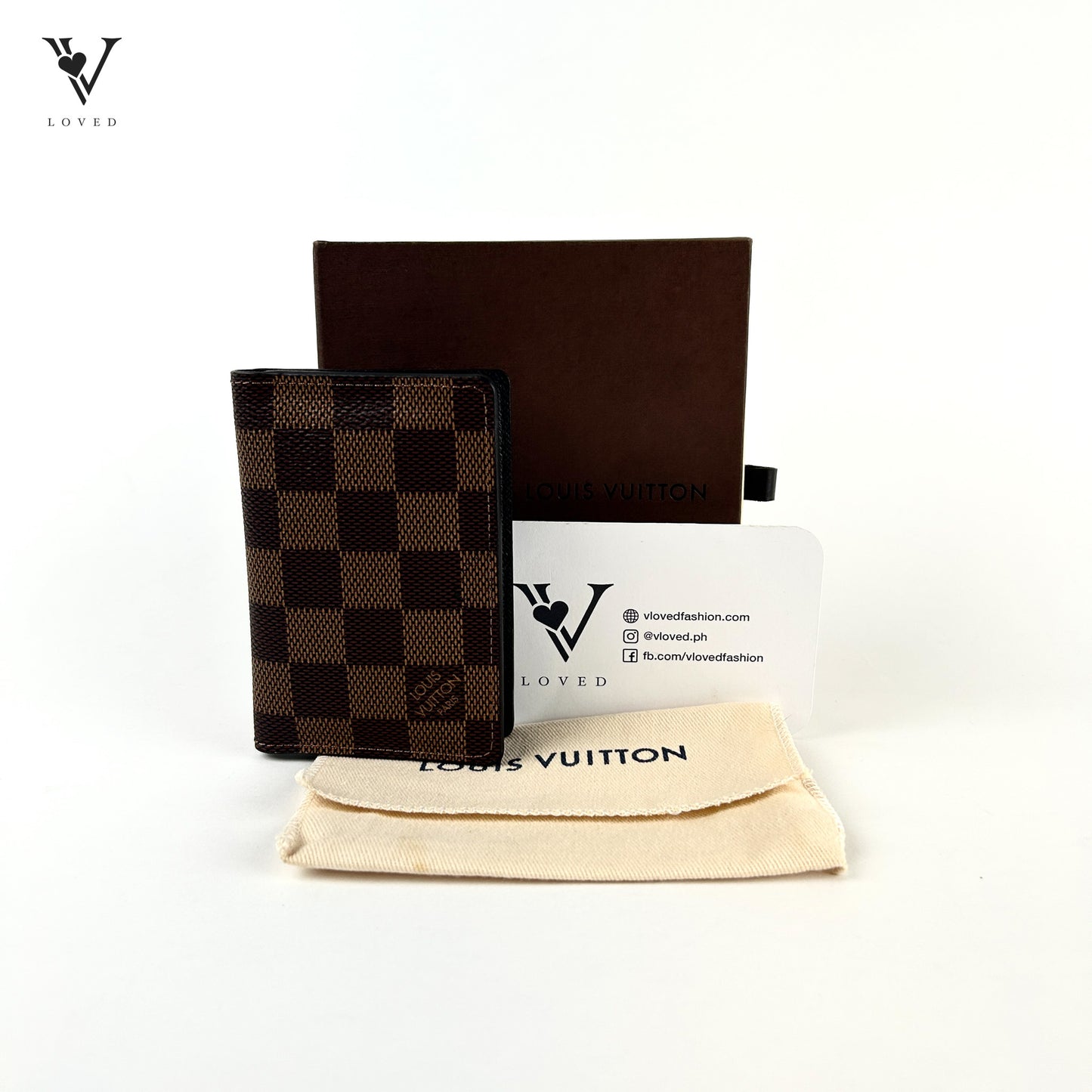 Business Card Holder in Damier Ebene Canvas