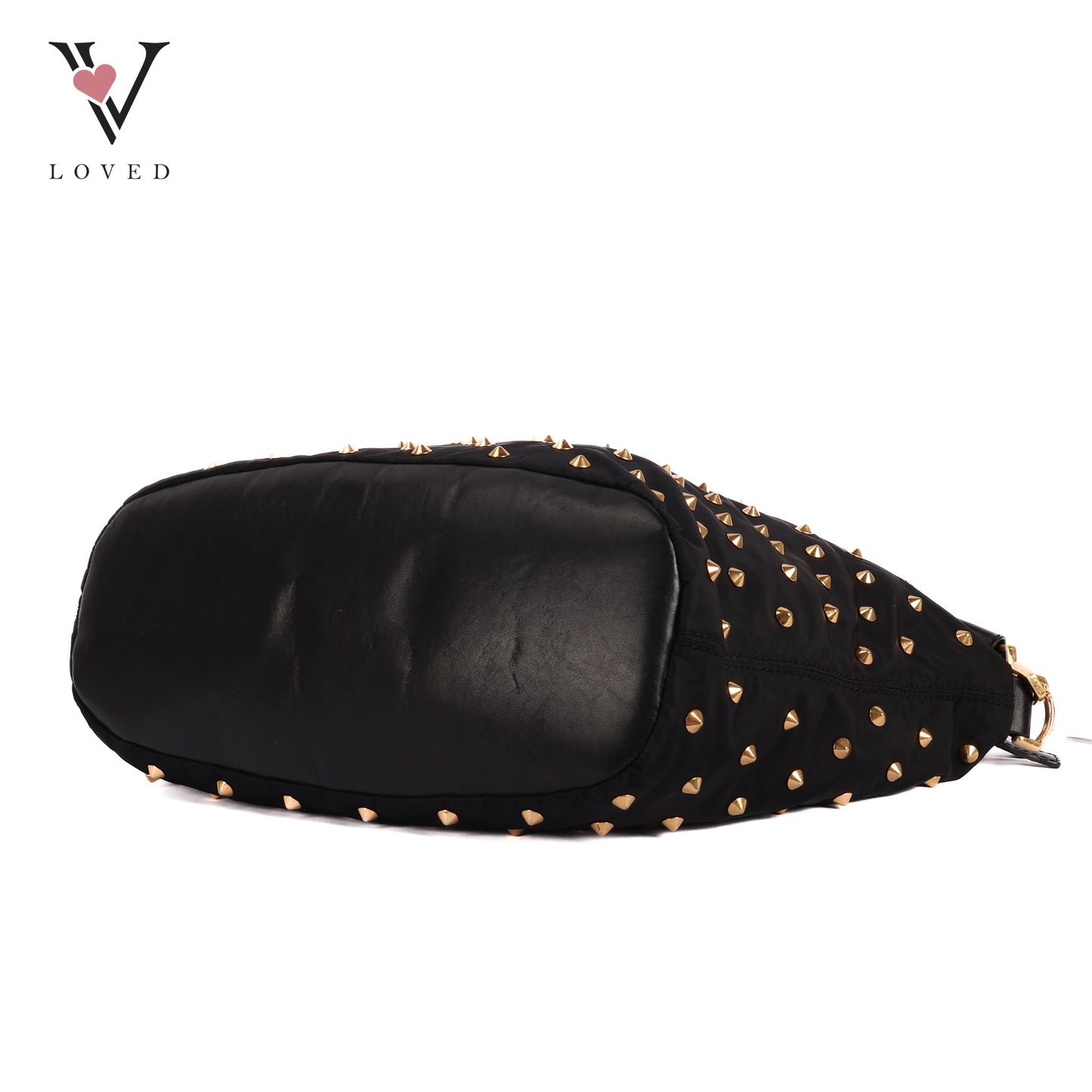 Nightingale Medium in Black with Gold Studs Nylon and Leather