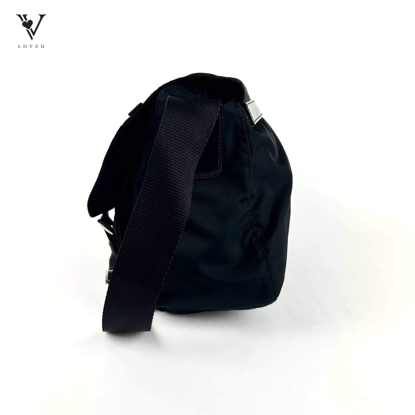Black Tessuto Messenger Crossbody Bag