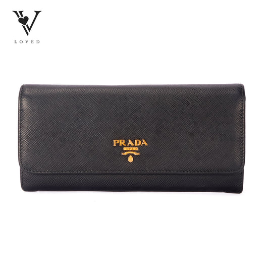 Black And Pink Saffiano Continental Wallet