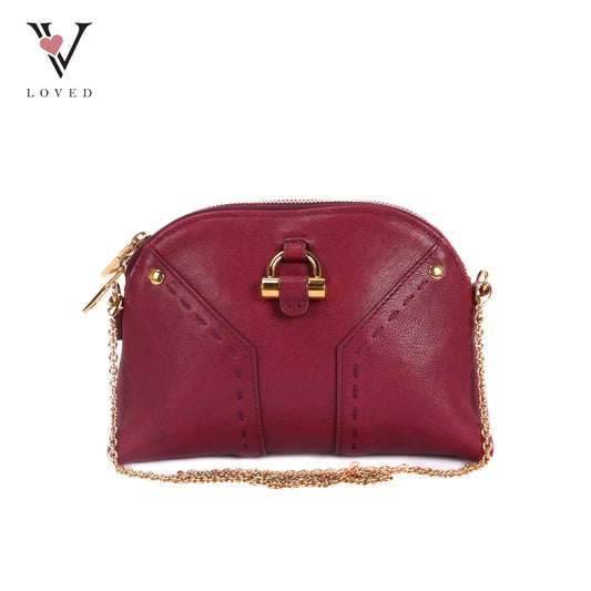 Muse Chain Shoulder Bag In Burgundy Leather