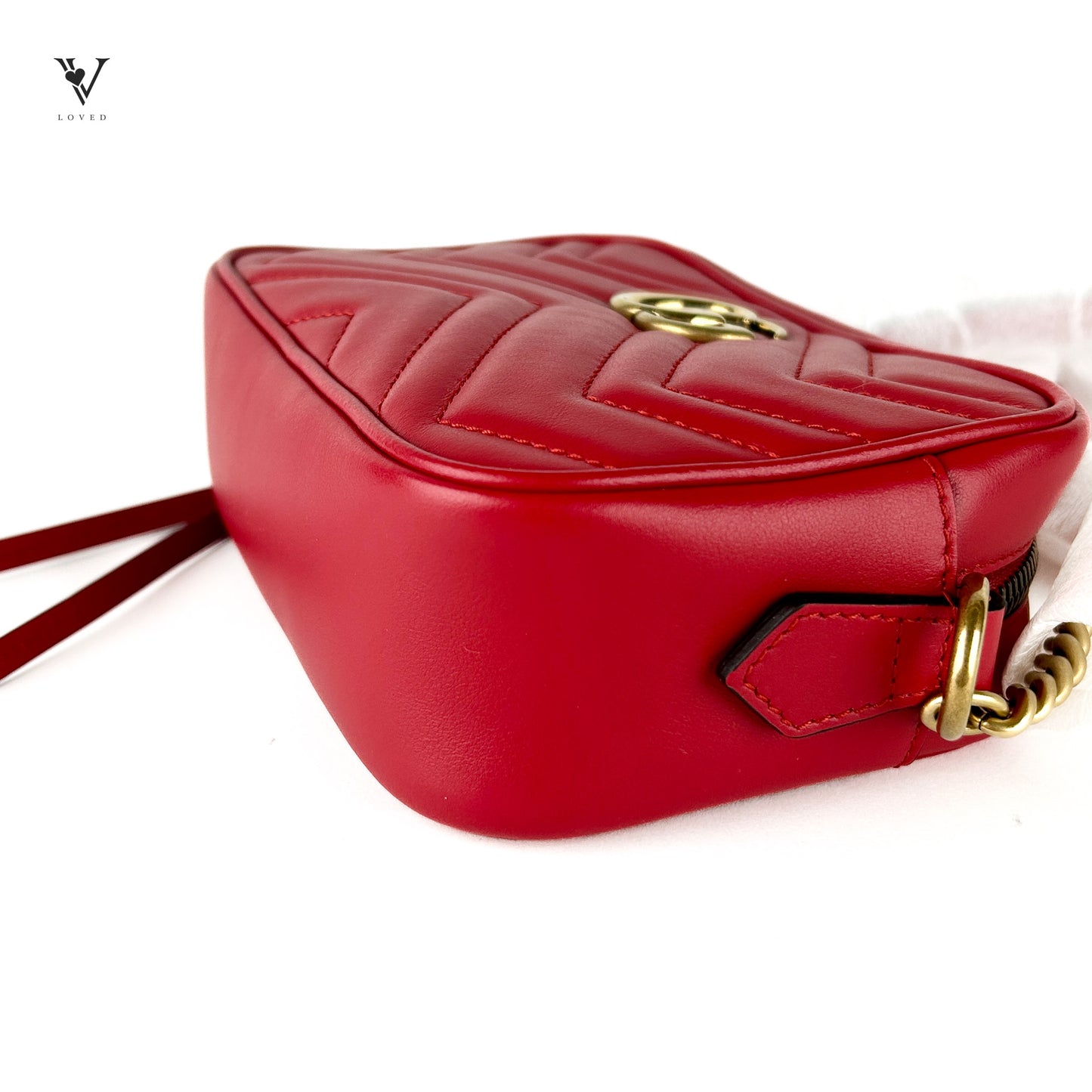 GG Marmont Matelassé Red Camera Bag