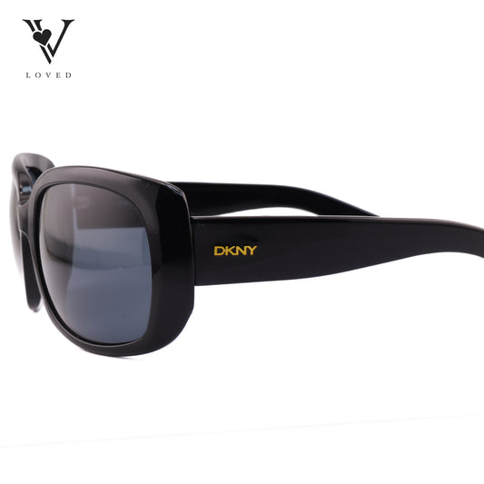 Rectangular Sunglasses in Black Acetate with Gold Logo Detailing