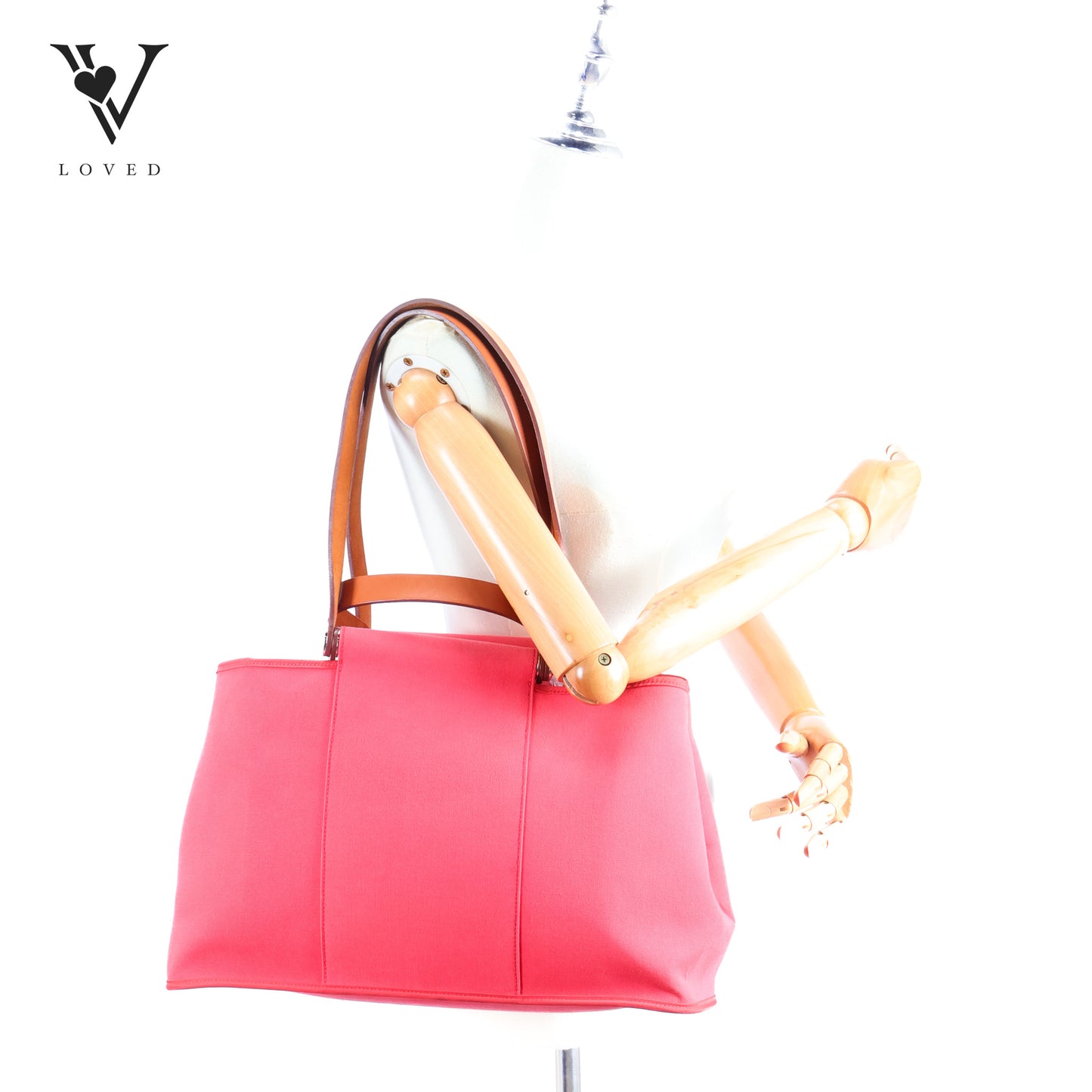 Cabag Tote In Rose Jaipur Canvas With Barenia Leather Handles