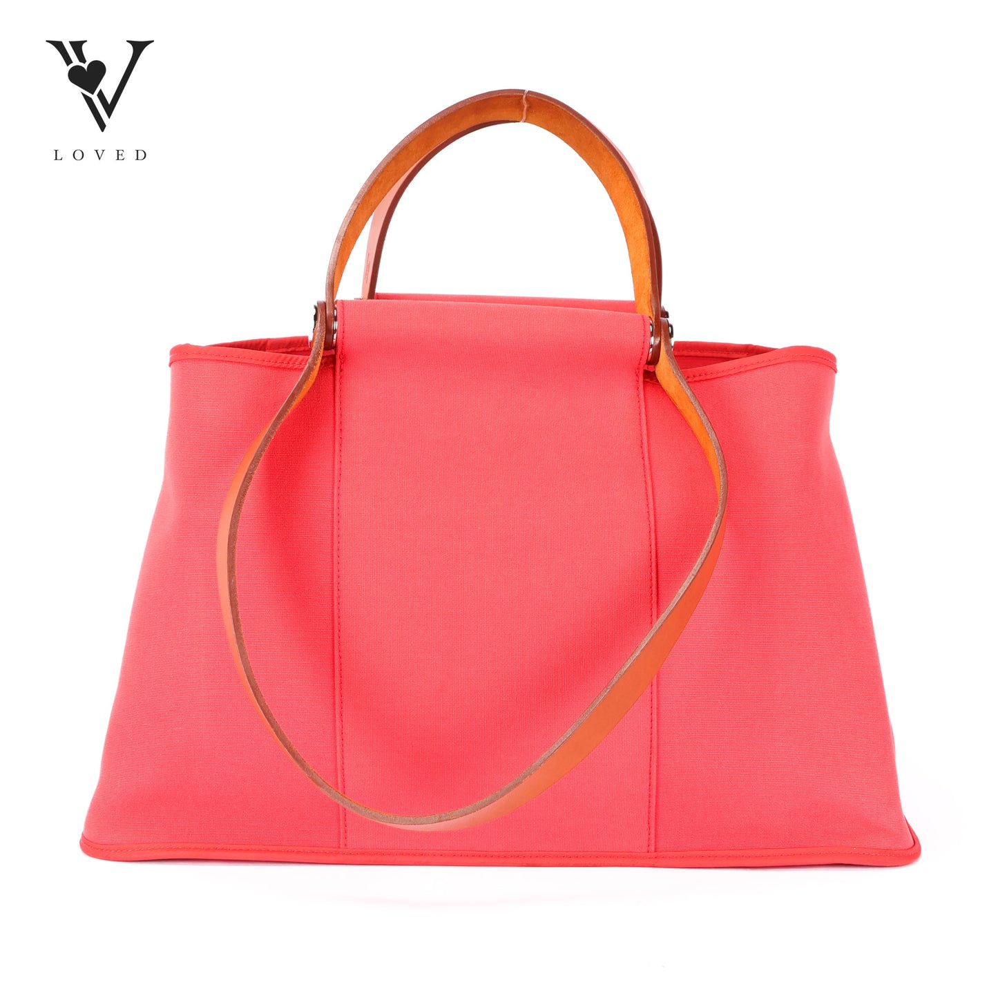 Cabag Tote In Rose Jaipur Canvas With Barenia Leather Handles