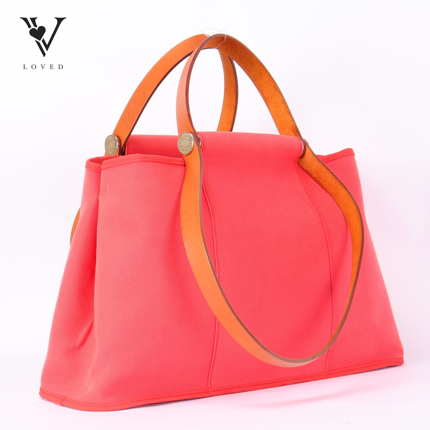 Cabag Tote In Rose Jaipur Canvas With Barenia Leather Handles