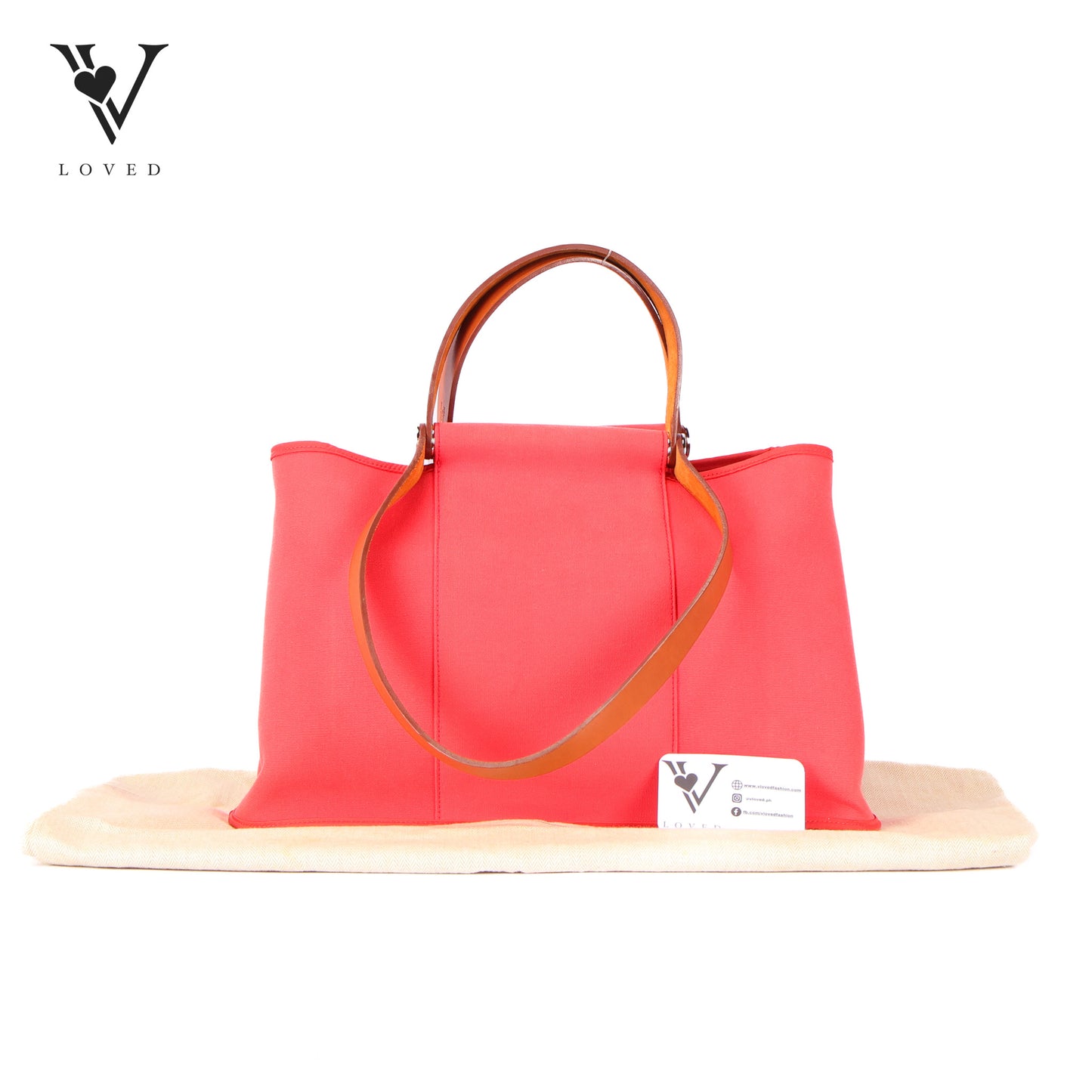 Cabag Tote In Rose Jaipur Canvas With Barenia Leather Handles