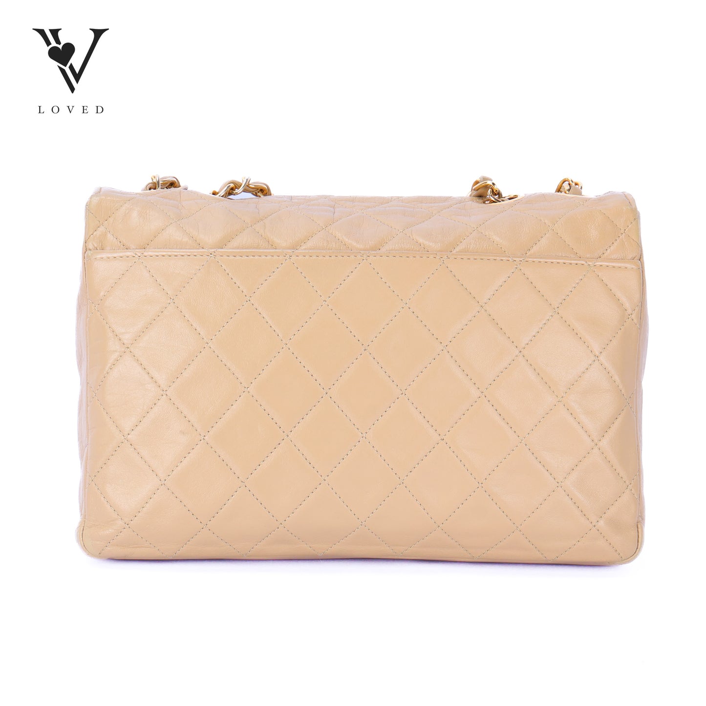 Matelasse Half Flap in Beige Quilted Lambskin