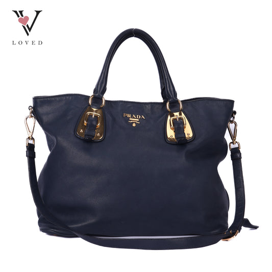 Baltico In Navy Soft Calf Tote Leather Bag