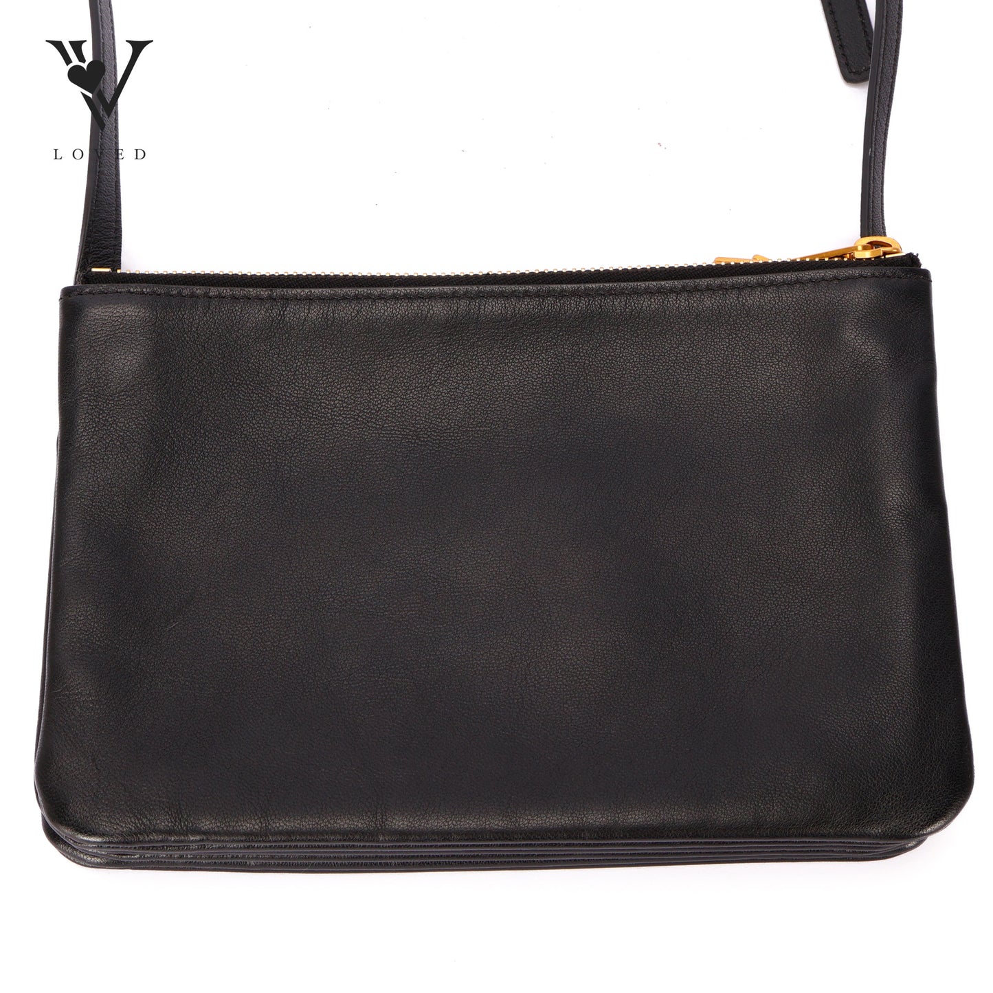 Trio Crossbody Bag In Black Smooth Lambskin Leather