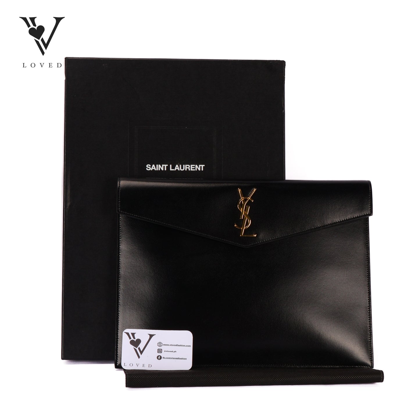 Black Uptown Pouch In Shiny Smooth Leather