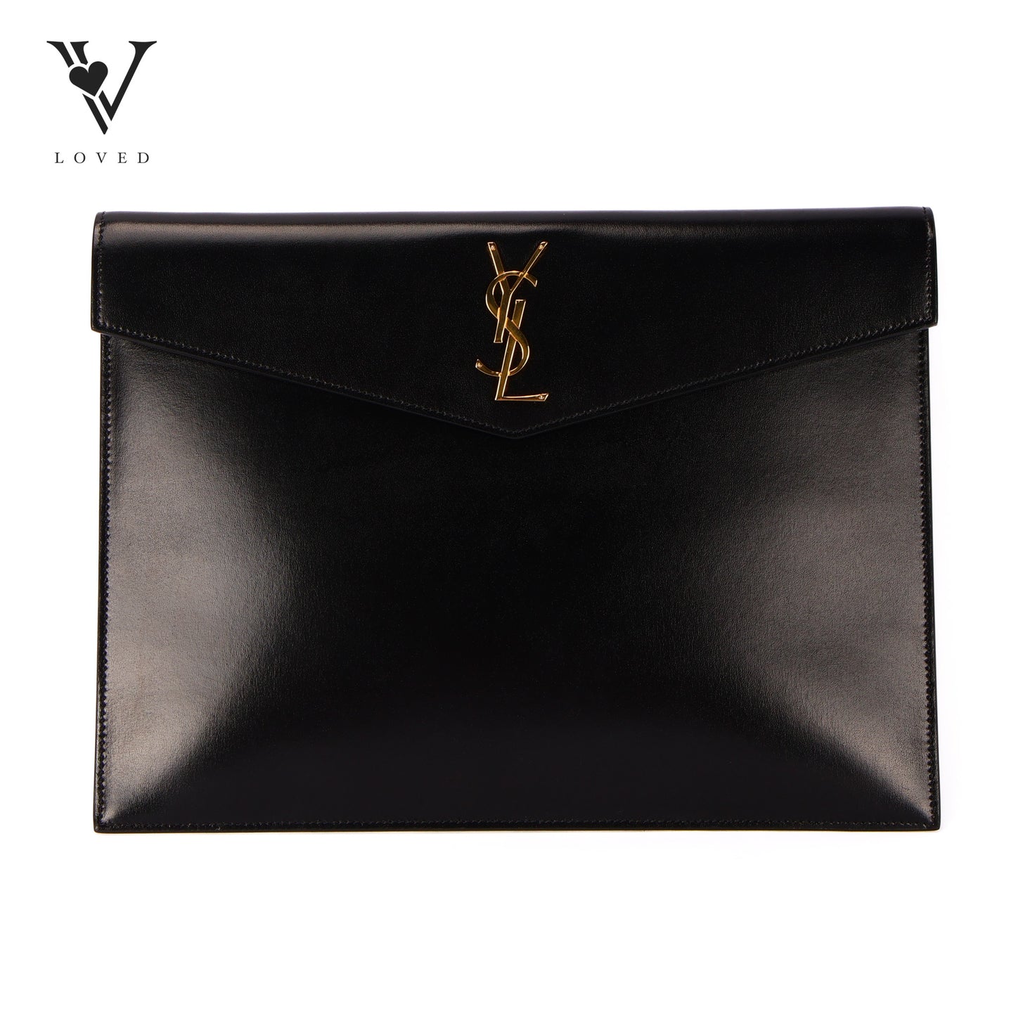 Black Uptown Pouch In Shiny Smooth Leather