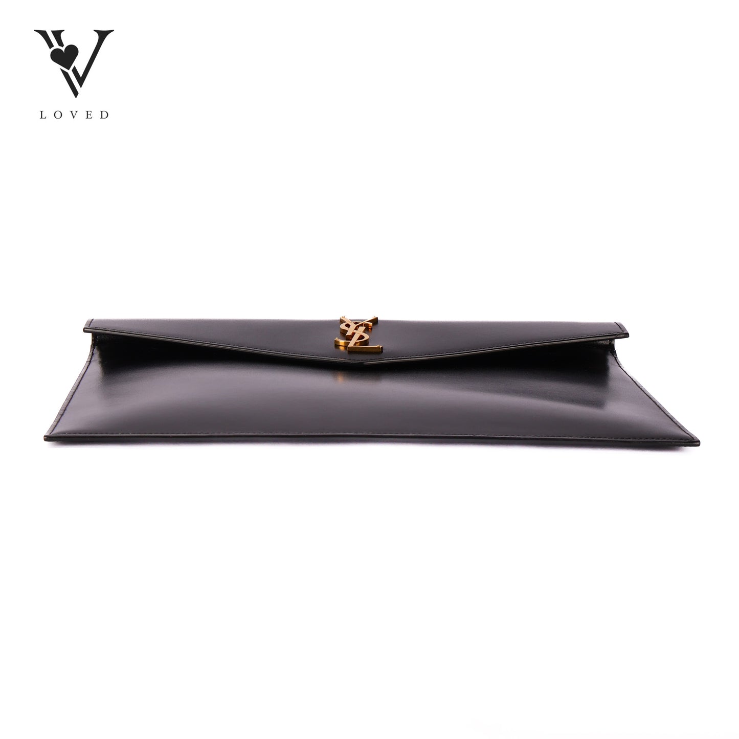 Black Uptown Pouch In Shiny Smooth Leather