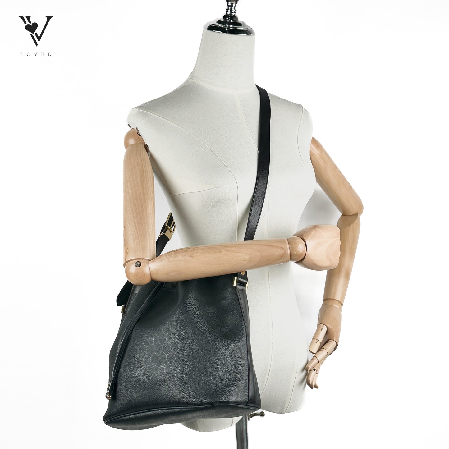 Vintage Honeycomb Bucket Bag in Black