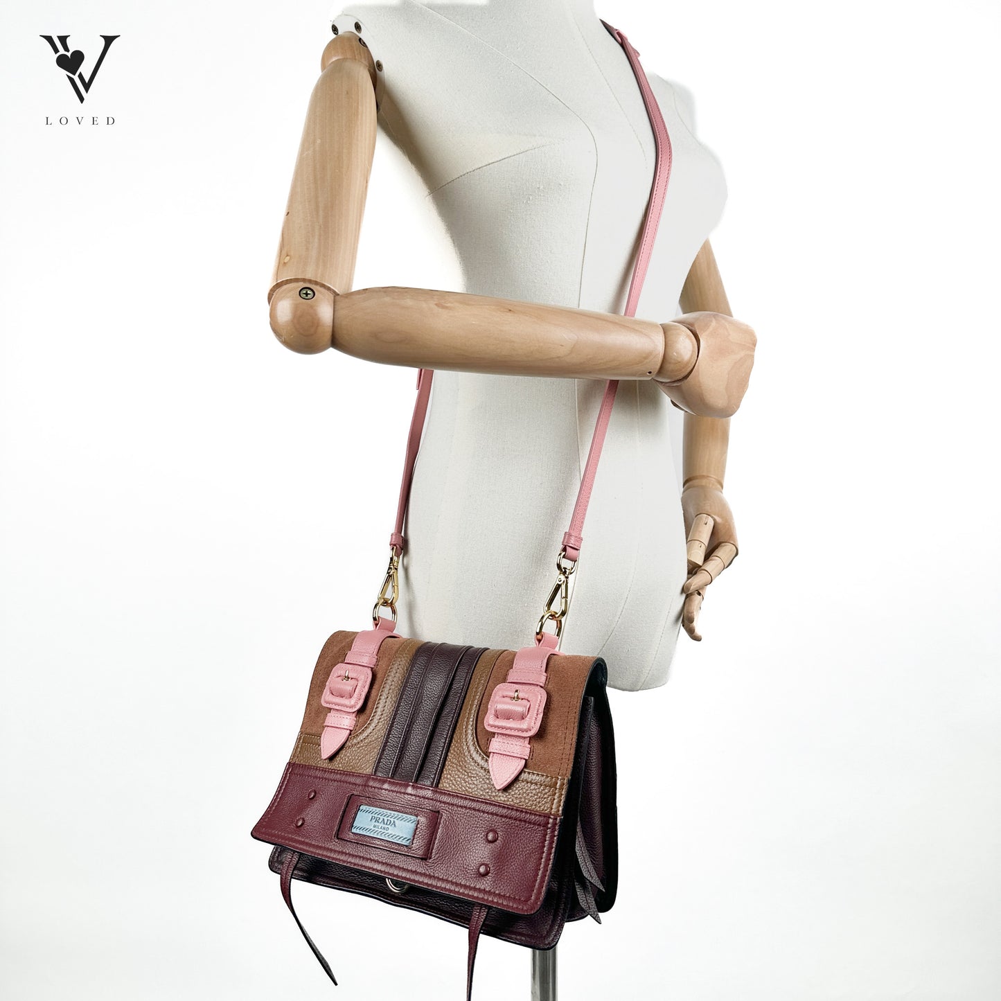 Etiquette Crossbody Bag in Glace Calfskin and Suede