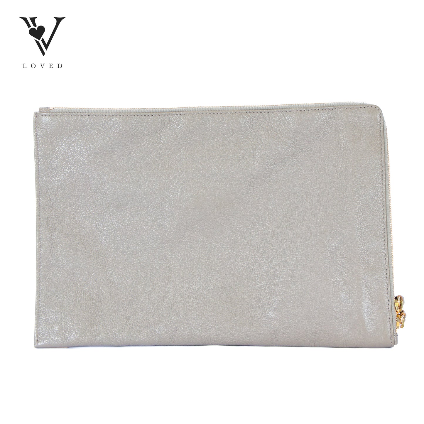 Zip Around Classic Metallic Edge Clutch Leather In Medium Gray