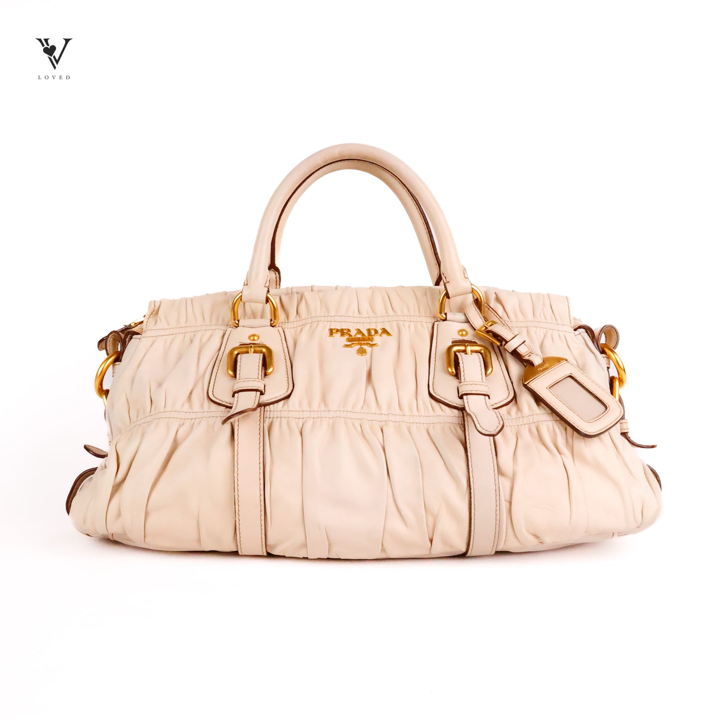 Nappa Gaufre Two-Way Bag in Beige