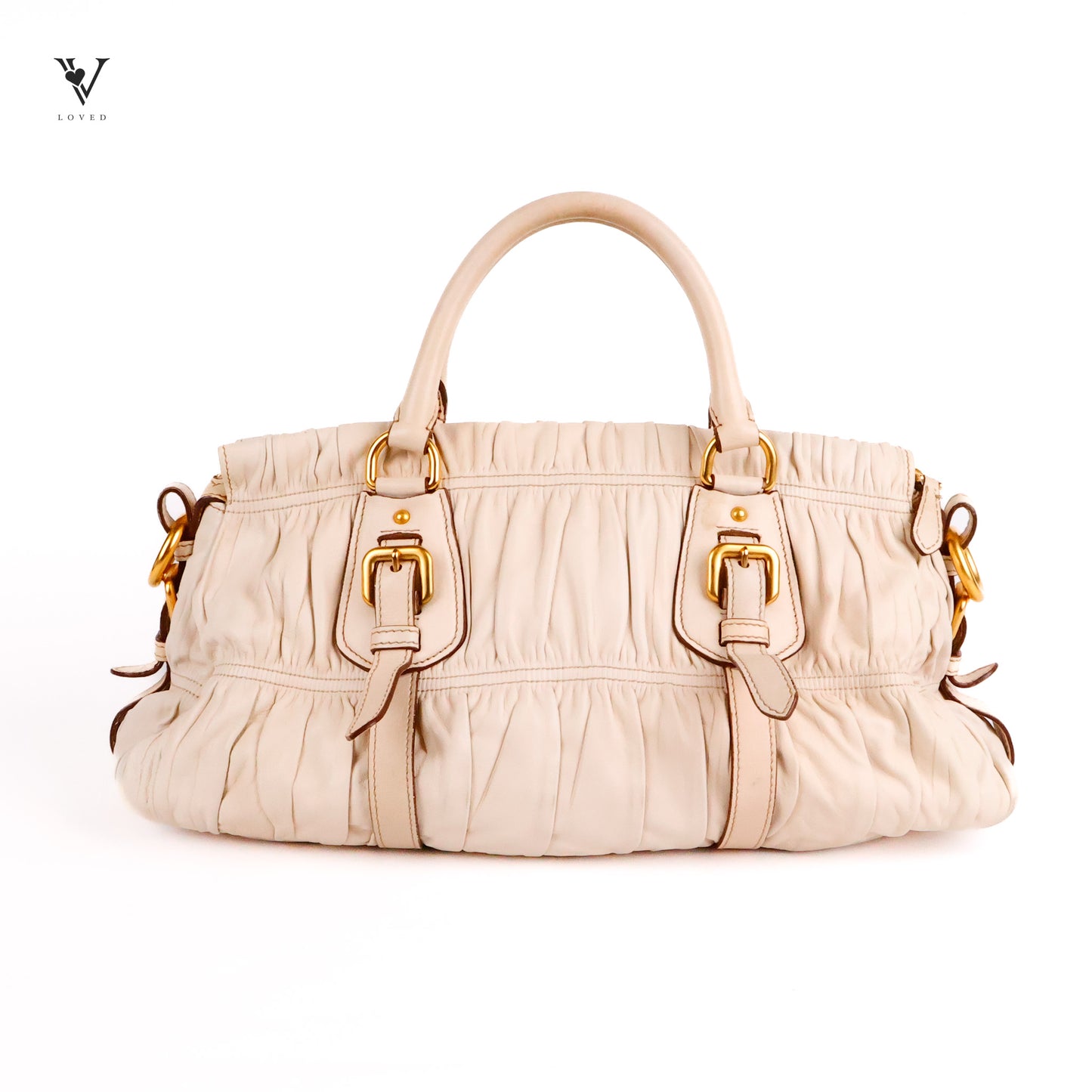 Nappa Gaufre Two-Way Bag in Beige