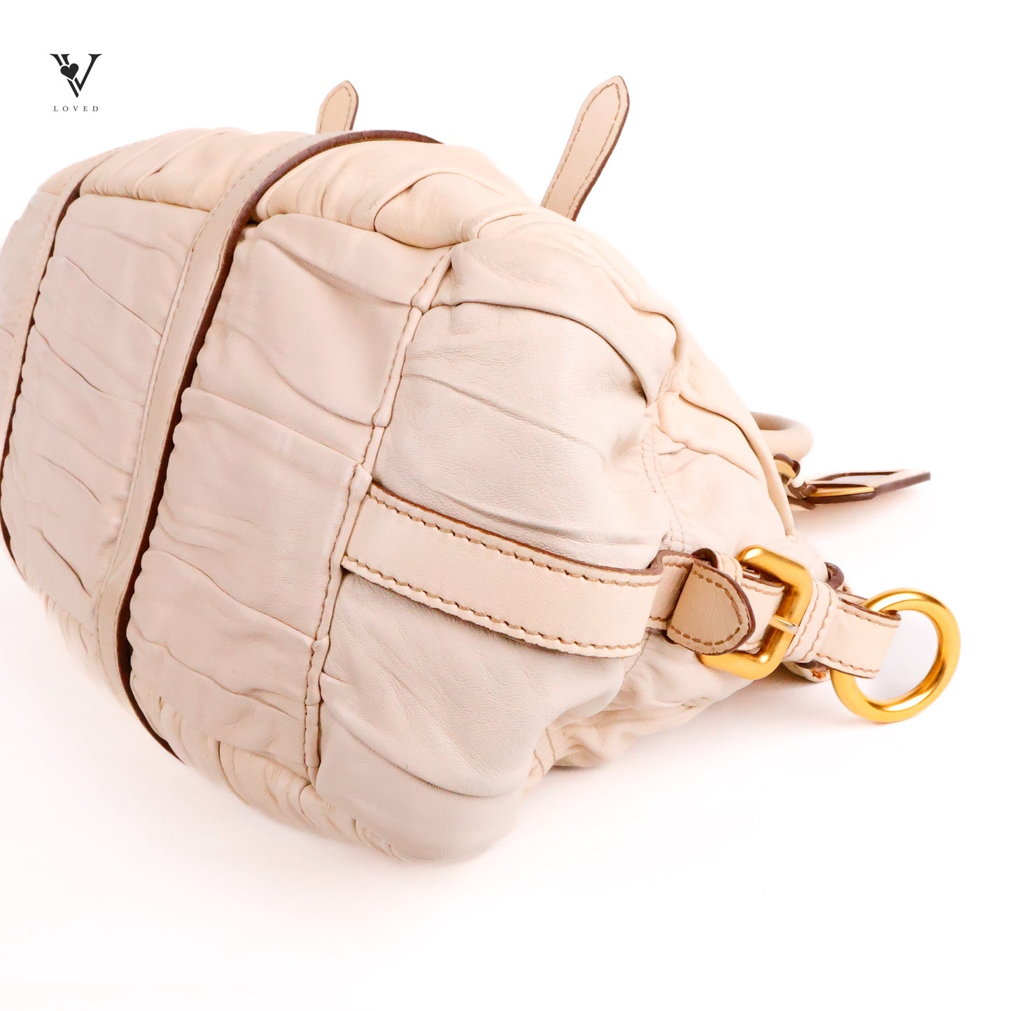 Nappa Gaufre Two-Way Bag in Beige