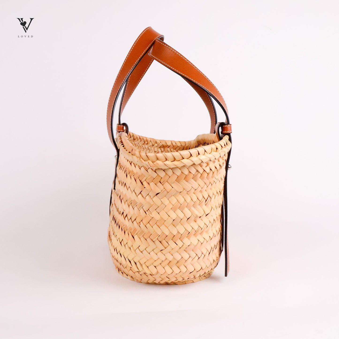 Raffia Basket Tote Bag Natural Orange