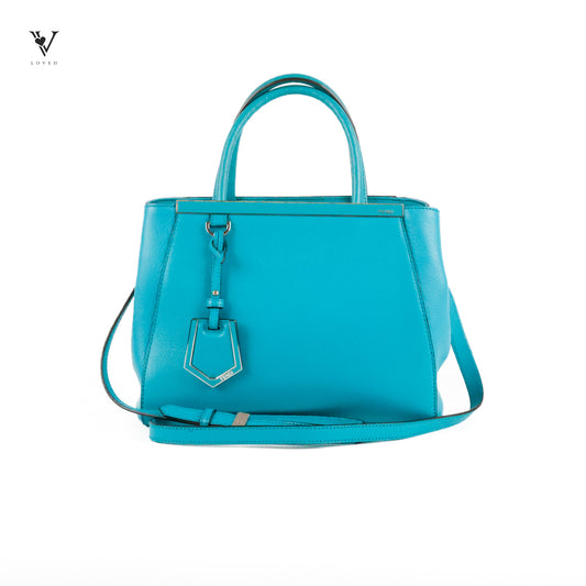 2Jours in Saffiano Leather Two-way Bag in Turquoise