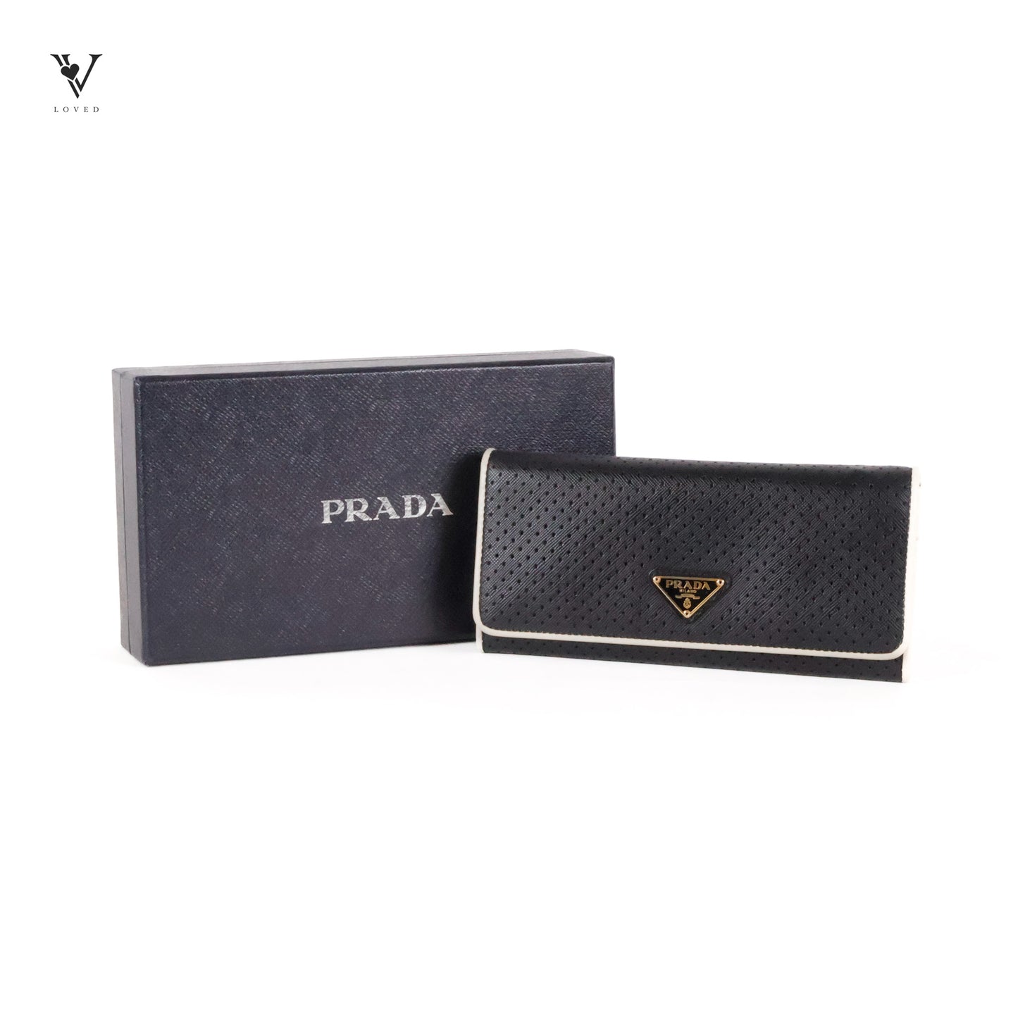 Perforated Saffiano Leather Flap Continental Wallet