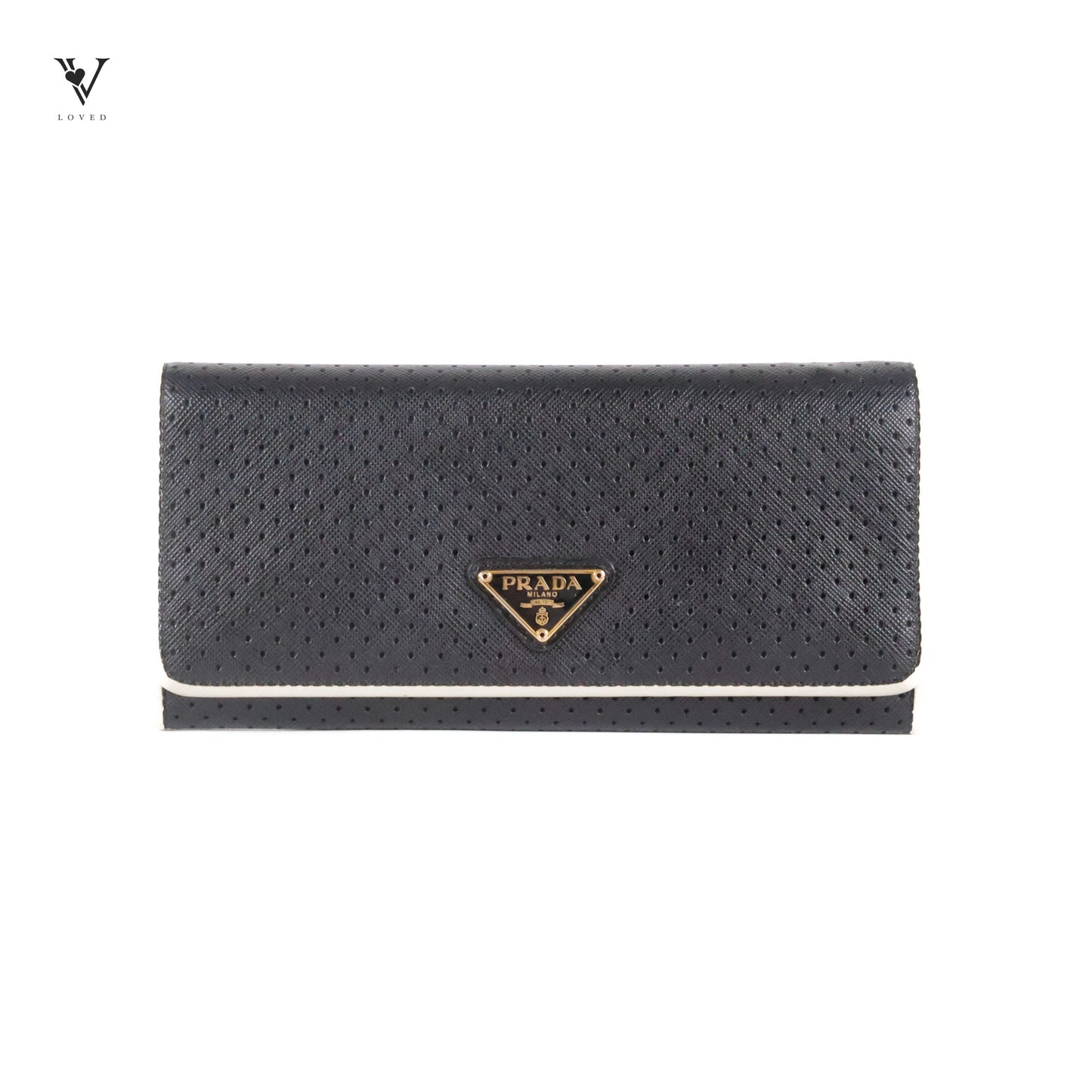 Perforated Saffiano Leather Flap Continental Wallet