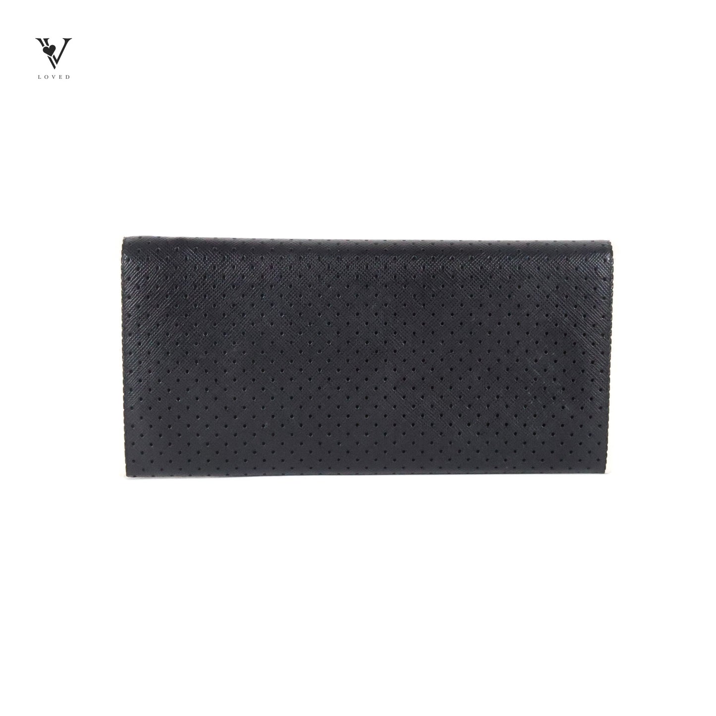 Perforated Saffiano Leather Flap Continental Wallet